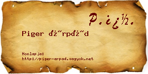 Piger Árpád névjegykártya